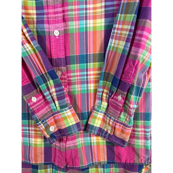 Lauren Ralph Lauren Shirt Womens Medium Pink Plaid Cotton Button Up Long Sleeve* - Picture 5 of 7